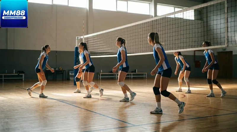 Vị trí sân bóng chuyền và luật xoay vòng (Rotation)
